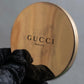 "GUCCI" Gold metal design logo engraved hand mirror