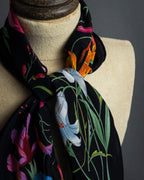 "GUCCI" Flower＆insect motif silk scarf