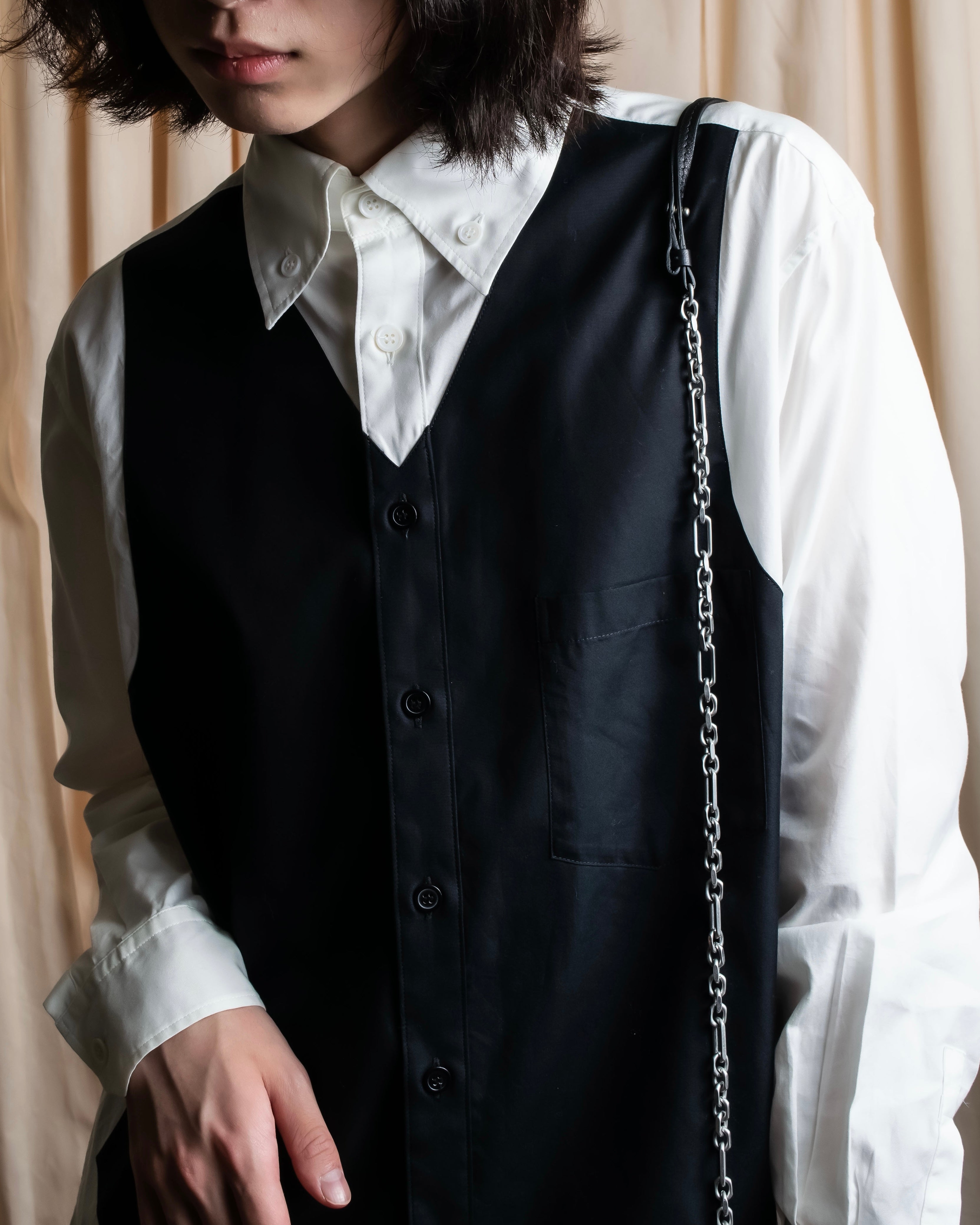 "Yohji Yamamoto POUR HOMME"
13AW Tuxedo vest fake layered design shirt