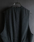 "ISSEY MIYAKE MEN" Random stripe pattern V-neck vest