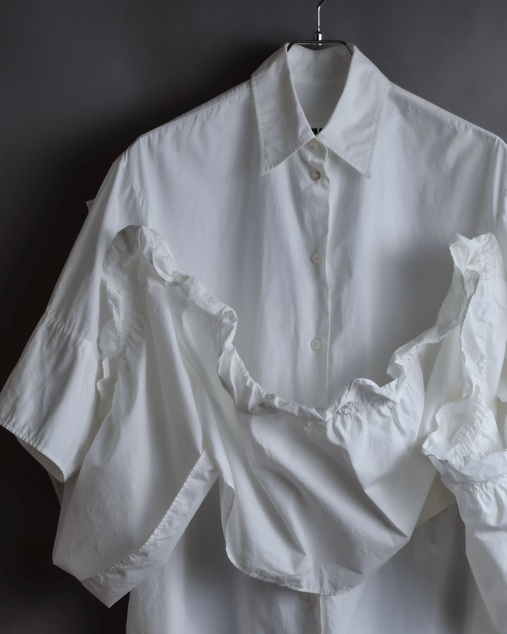 "MM6 MAISON MARGIELA" 20SS Frilled overlay cotton hybrid shirt