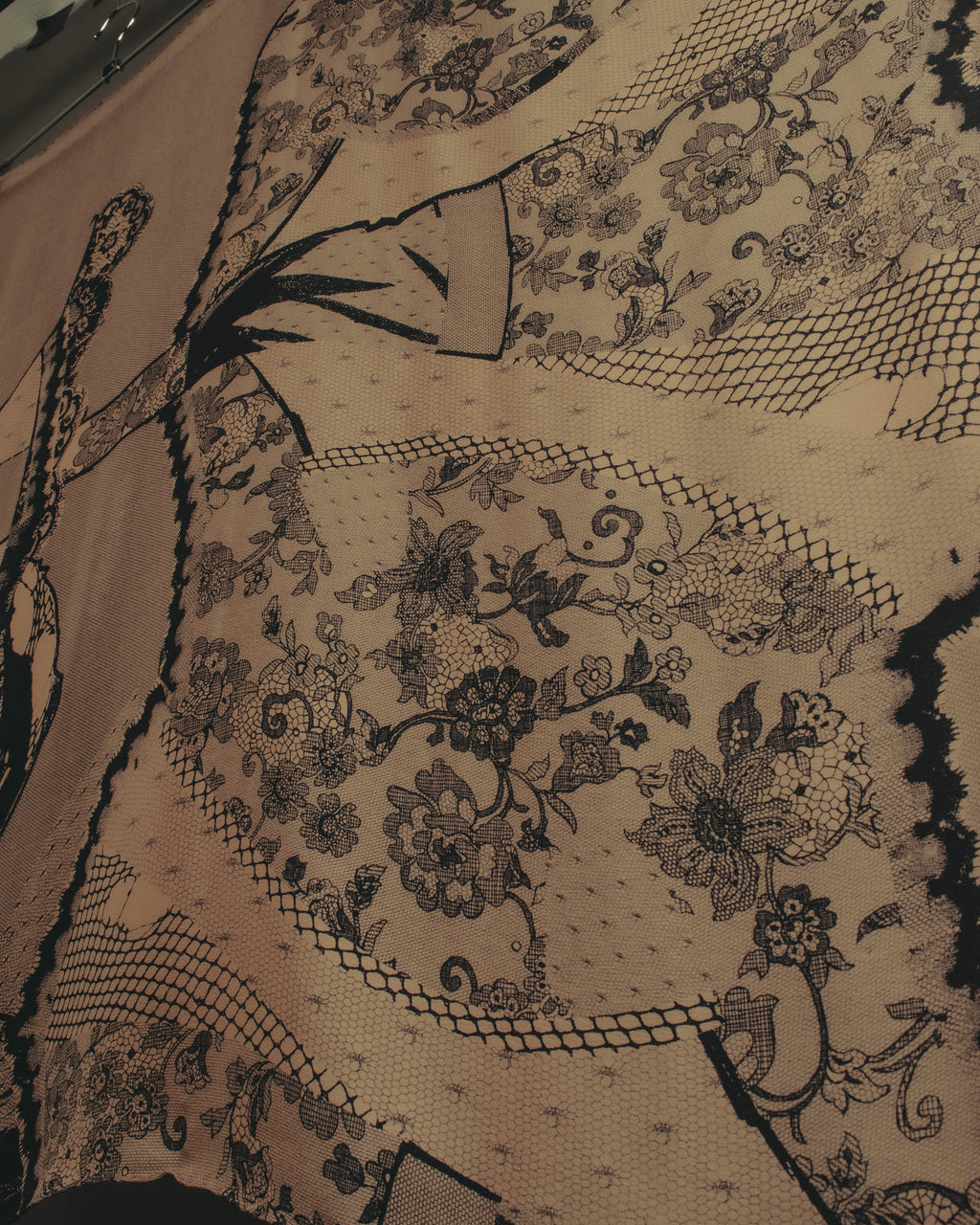 –SPECIAL– “Christian Dior” 00’s Trompe l’oeil lace corset print silk scarf