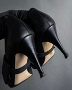 "GUCCI" Michele design ribbon crystal buckle pumps