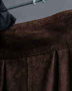 "LOEWE" Dark brown color gathered design wide pants