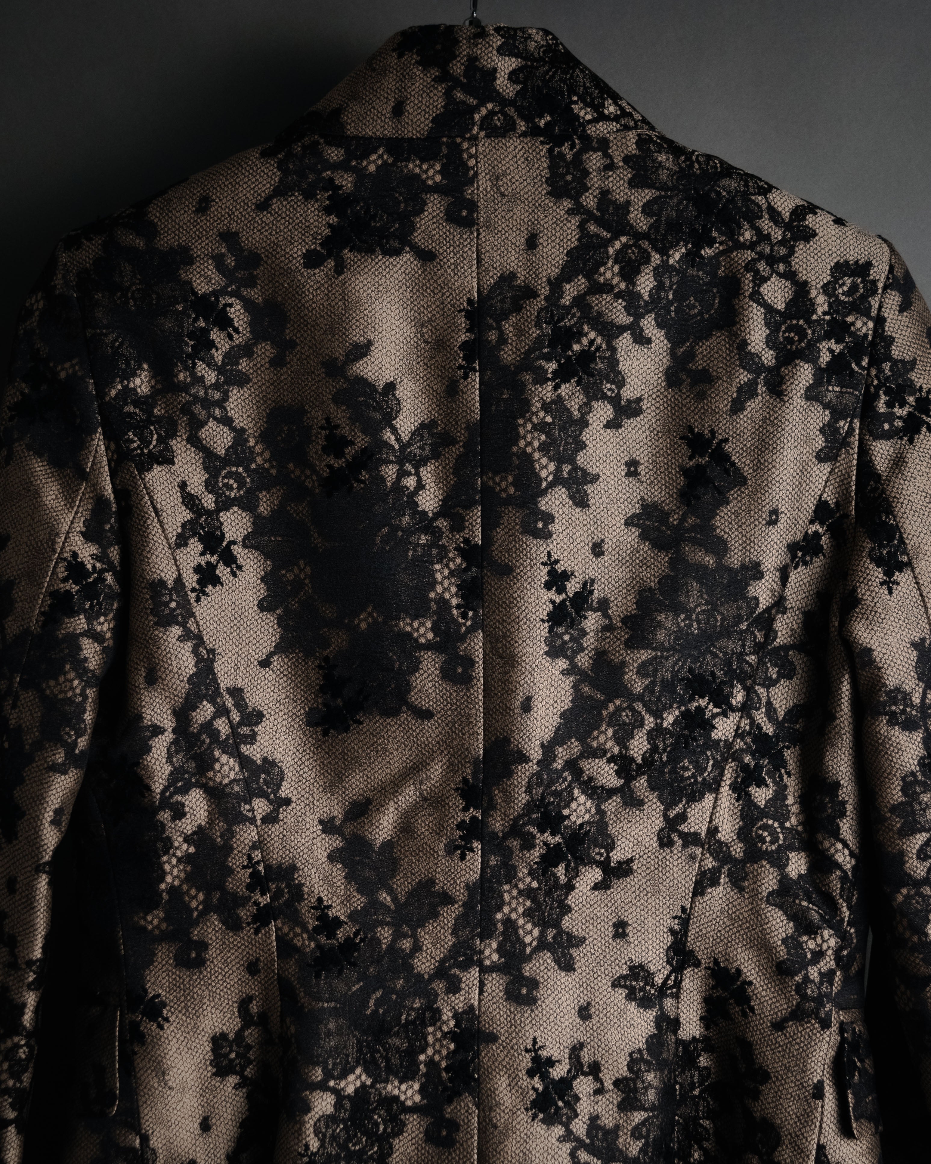 “CELINE” 00’s Lace overlay silk blend tailored jacket