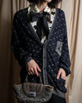 "Vintage abstract polka dot knit cardigan"