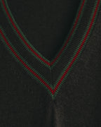 “GUCCI” 90’s-00’s Web stripe V-neck knit sweater