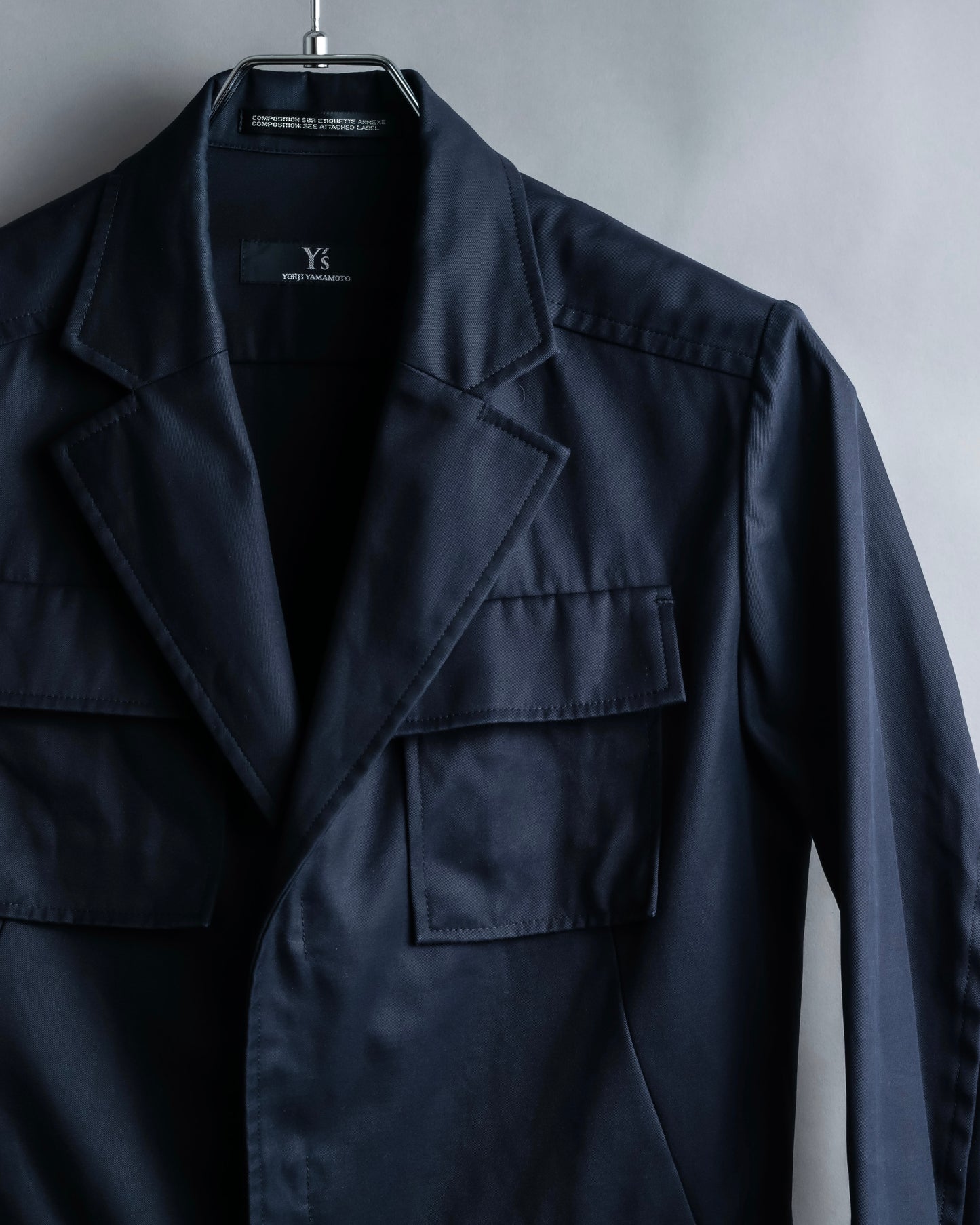 "Y's" 4 pocket military detail  black tailored jacket