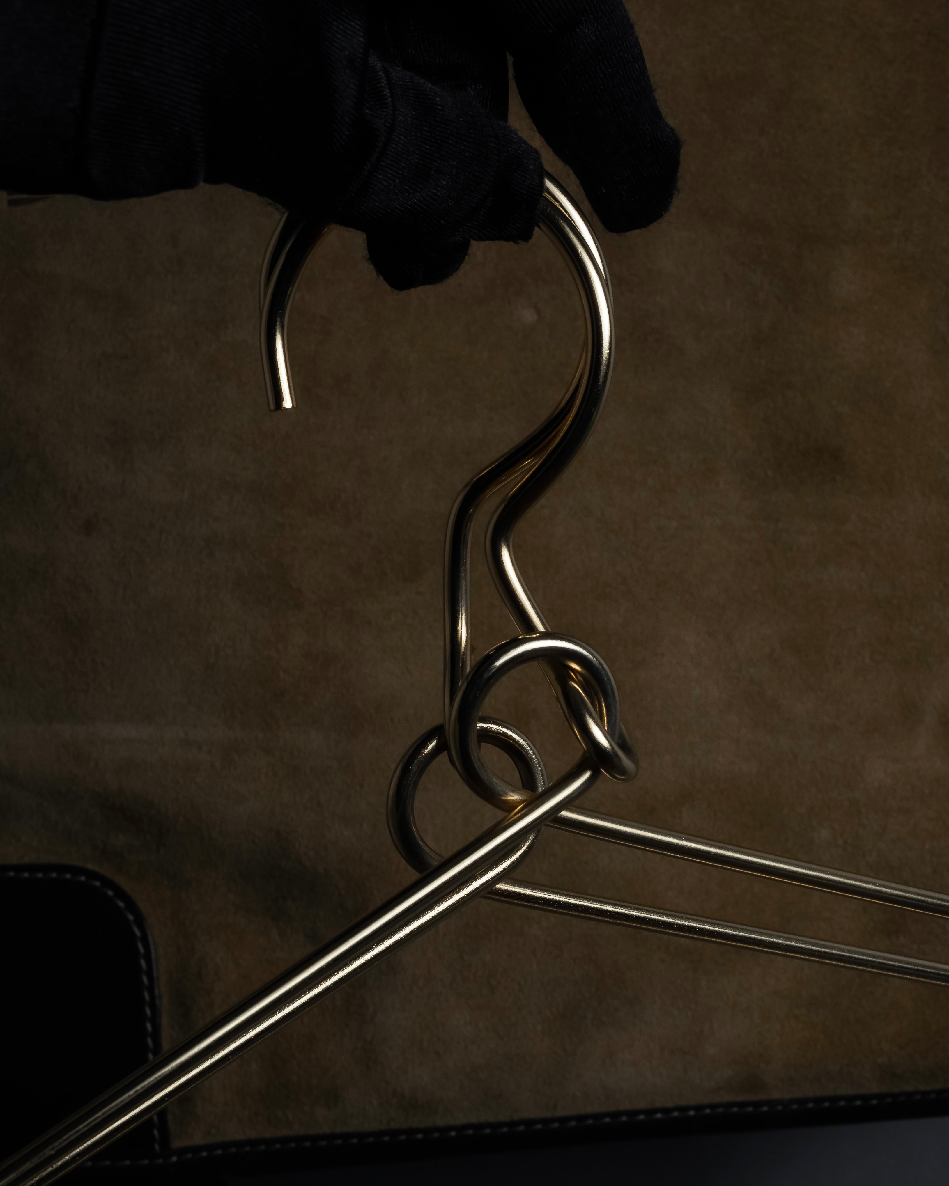 "LOEWE" 80's-90's Logo engraved suede leather combination business bag