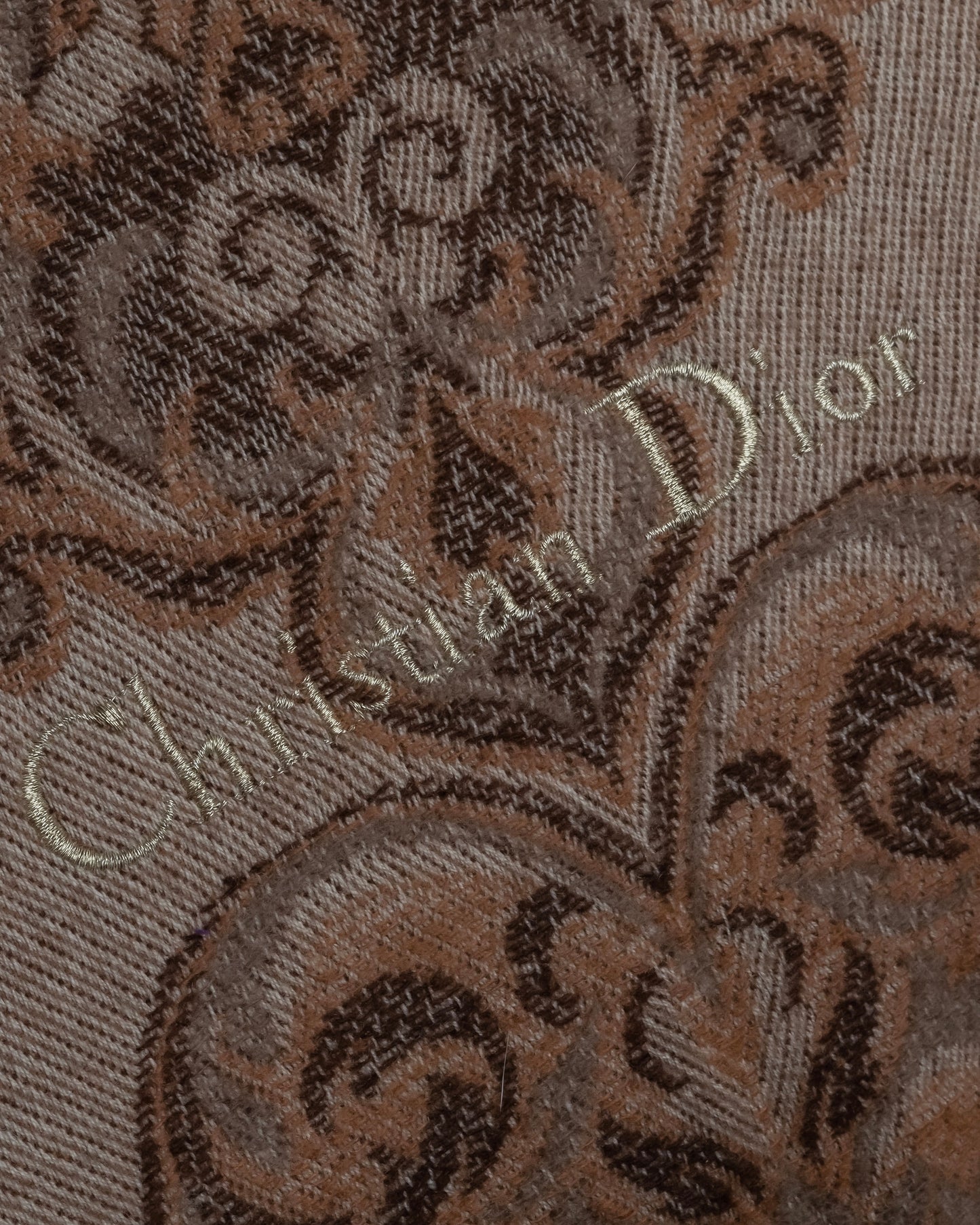 "Christian Dior" Jacquard paisley pattern fringe stole