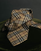 "BURBERRY LONDON" 00's Beige checked silk necktie