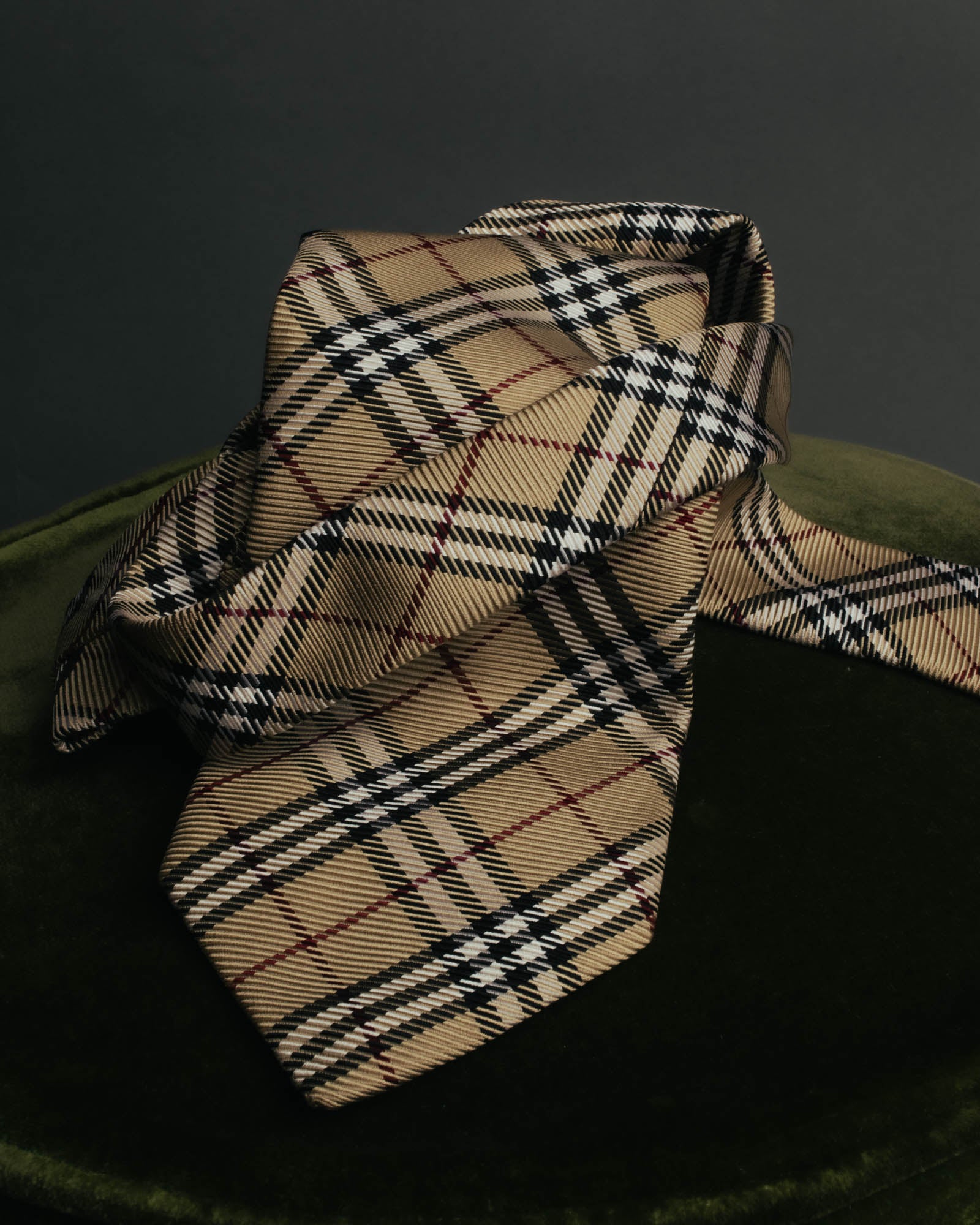 "BURBERRY LONDON" 00's Beige checked silk necktie