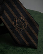 "JEAN PAUL GAULTIER" Tribal circle motif design striped silk neck tie