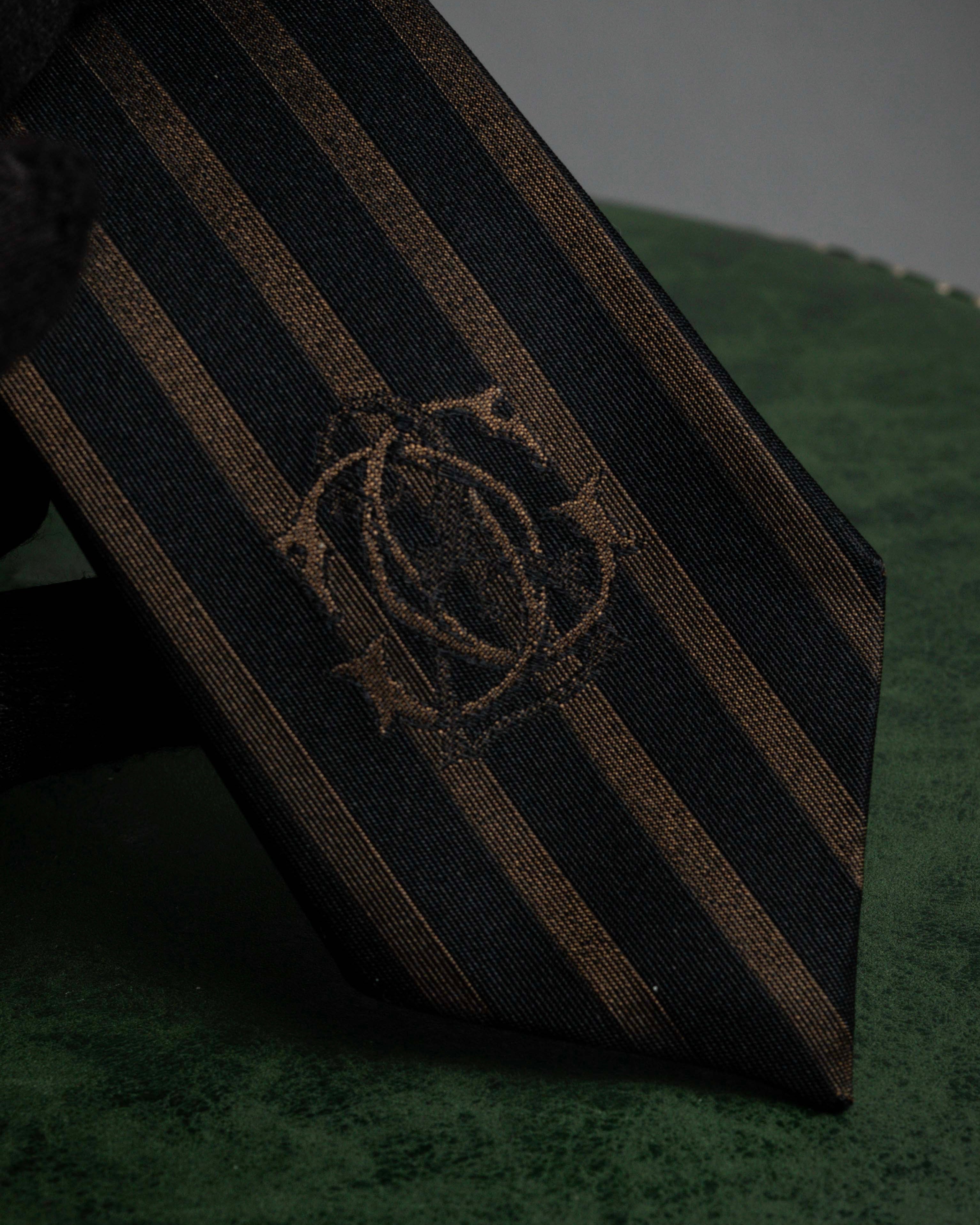 "JEAN PAUL GAULTIER" Tribal circle motif design striped silk neck tie