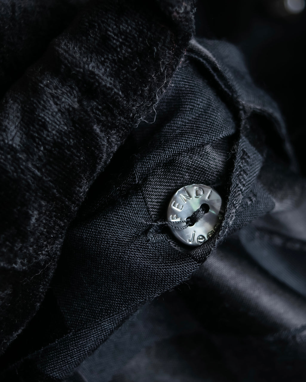 "FENDI JEANS" Logo engraved check pattern glossy shirt