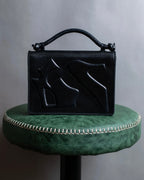 "Salvatore Ferragamo" Horizontal design pumps engraved leather one handle bag