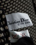 "Christian Dior PRETA PORTER" Ivory polka dot bow tie blouse