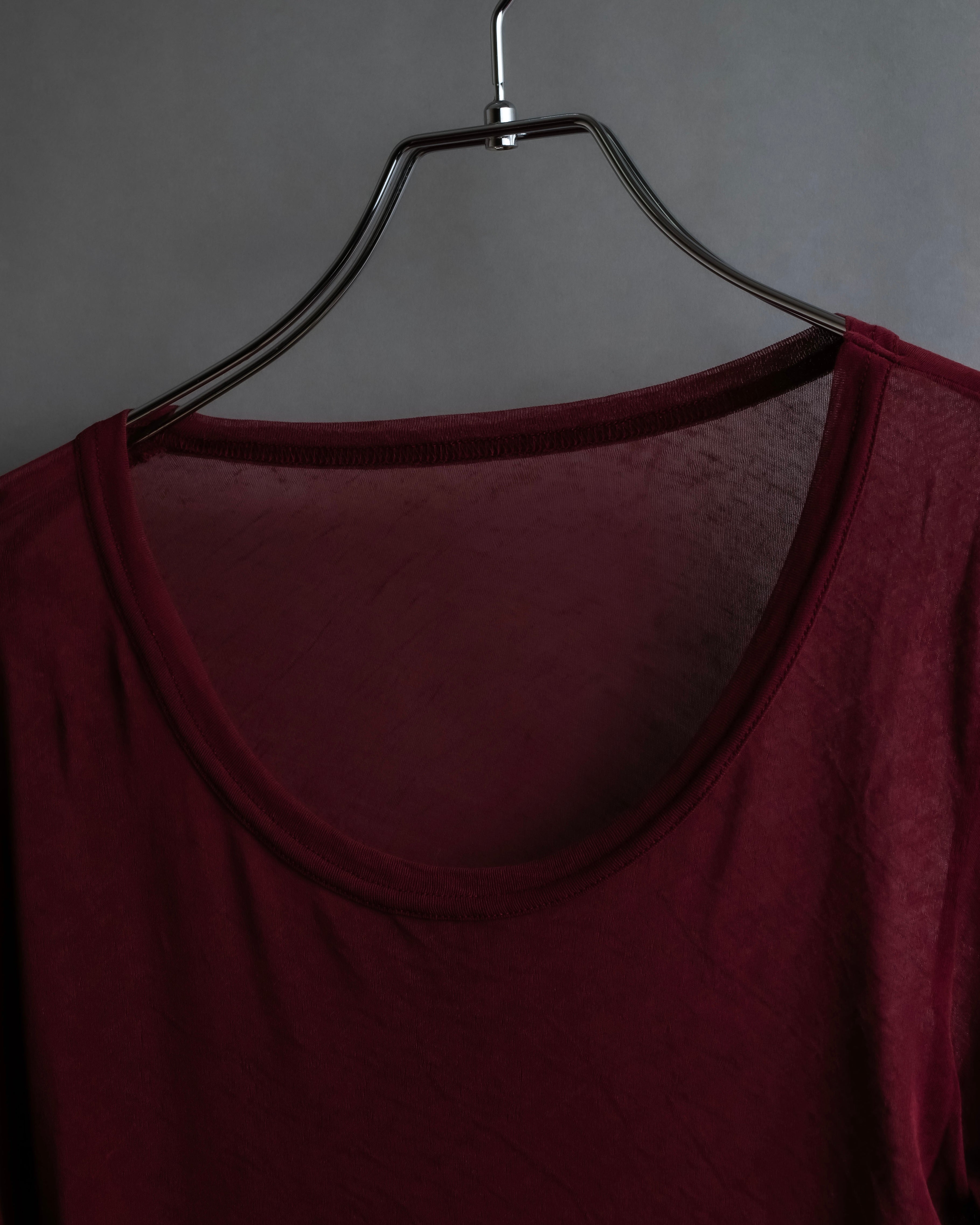 "YOHJI YAMAMOTO FEMME" 13SS Burgundy color sheer pullover