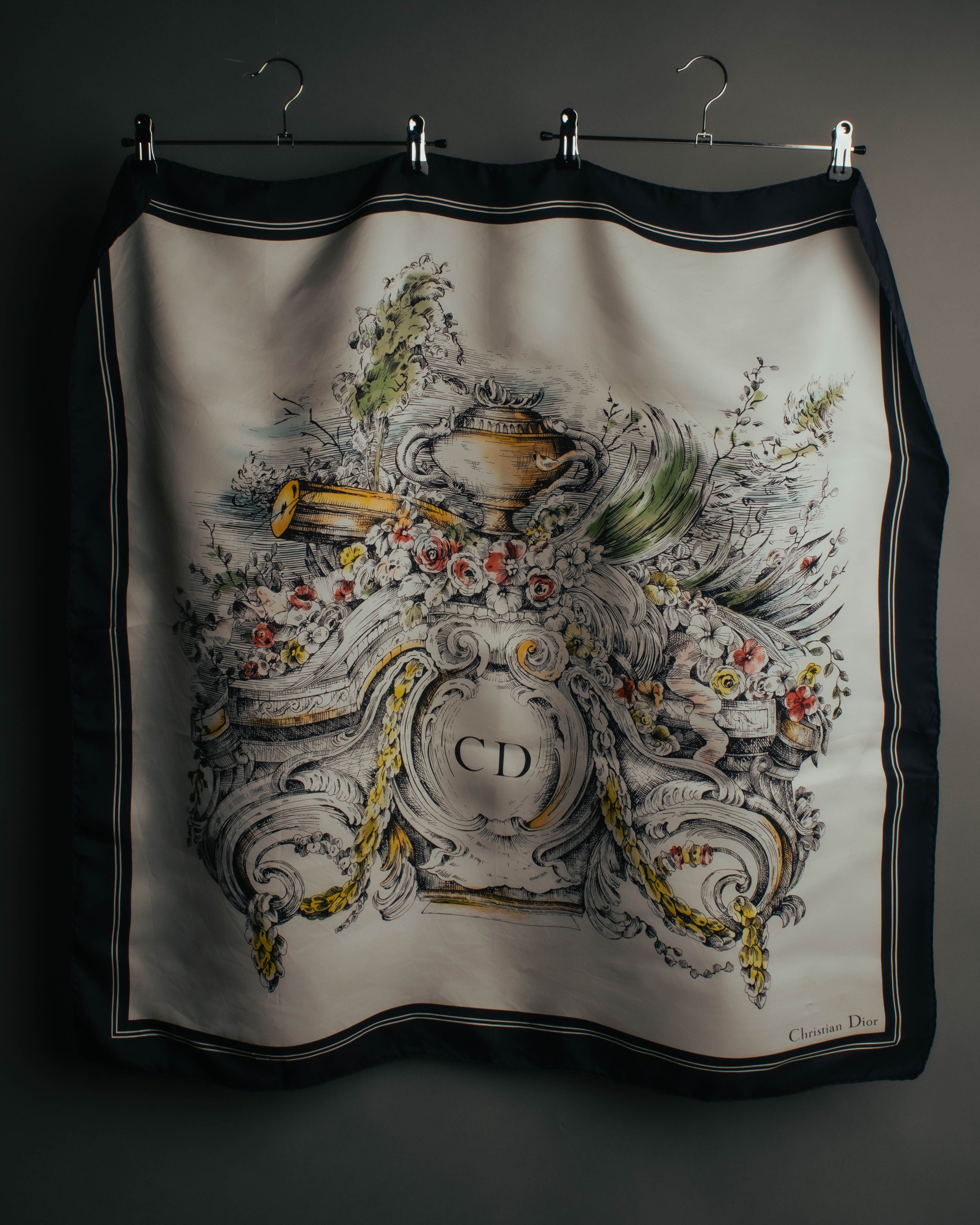 "Christian Dior" Vintage baroque print square scarf