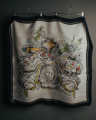 "Christian Dior" Vintage baroque print square scarf