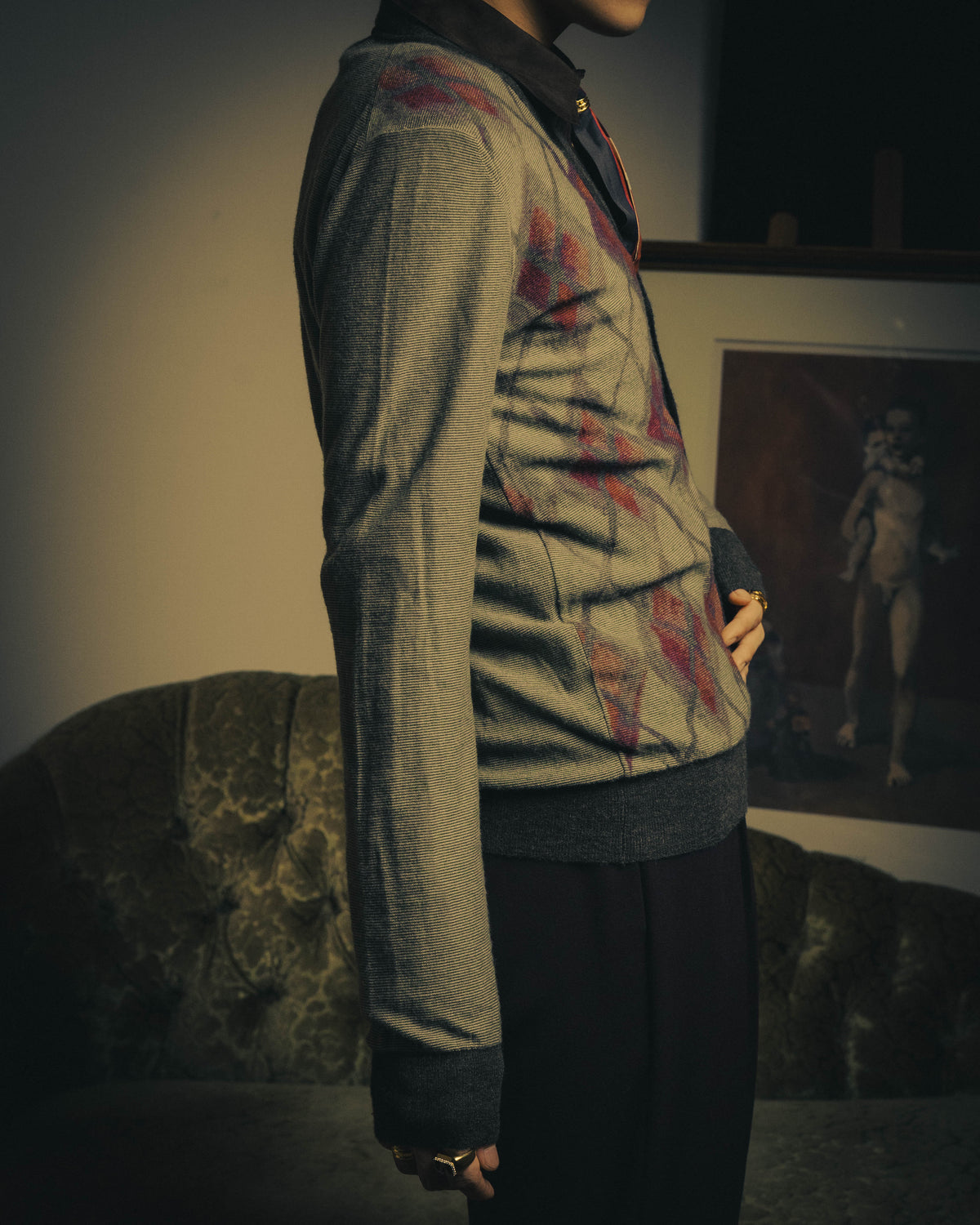 –SPECIAL– "Hermès" 90's-00's Plaid cashmere cardigan