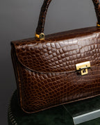 "Franco Parmiggiani" Turn lock design crocodile texture hand bag
