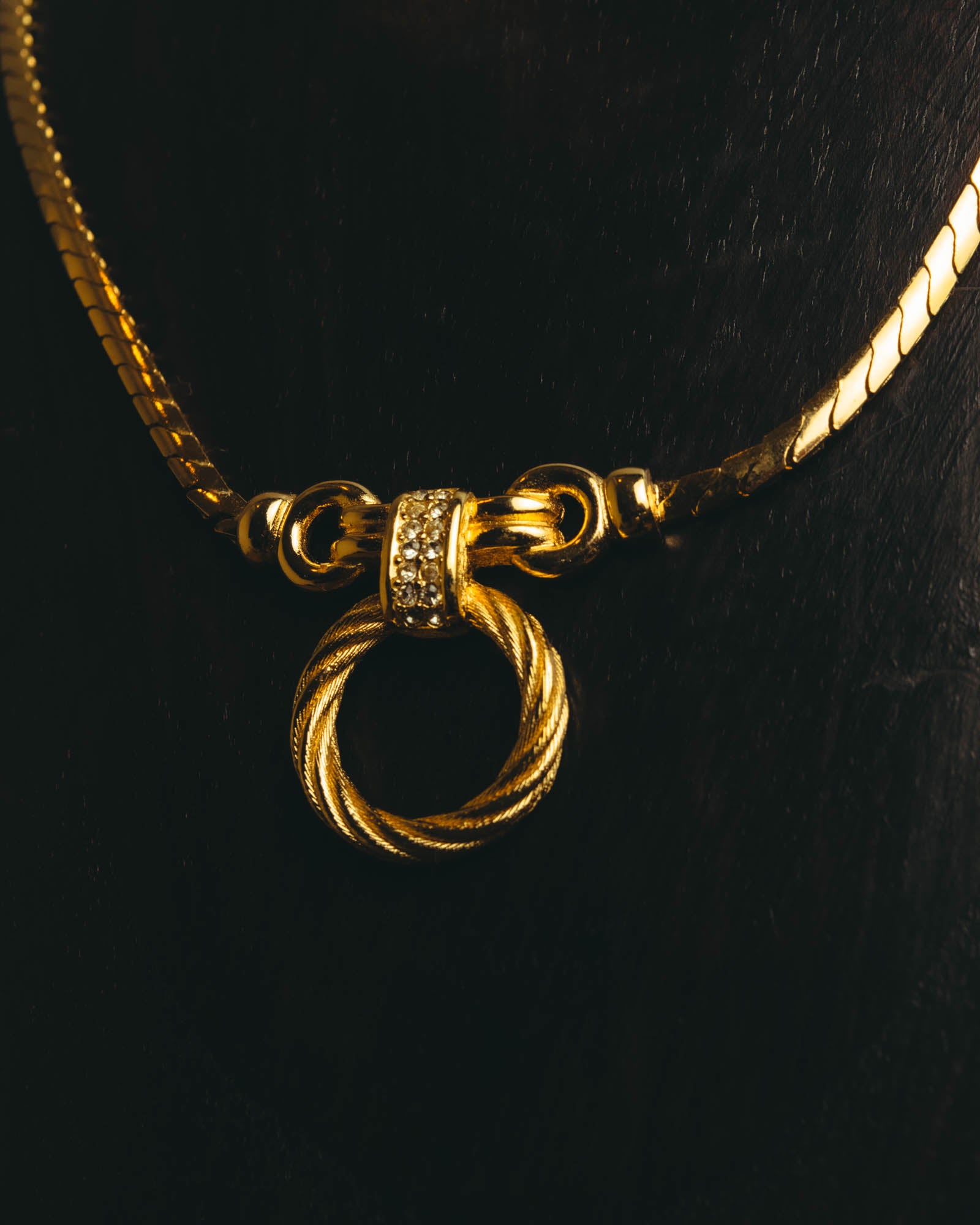 "Christian Dior" 80's-90's Gold tone rhinestone necklace