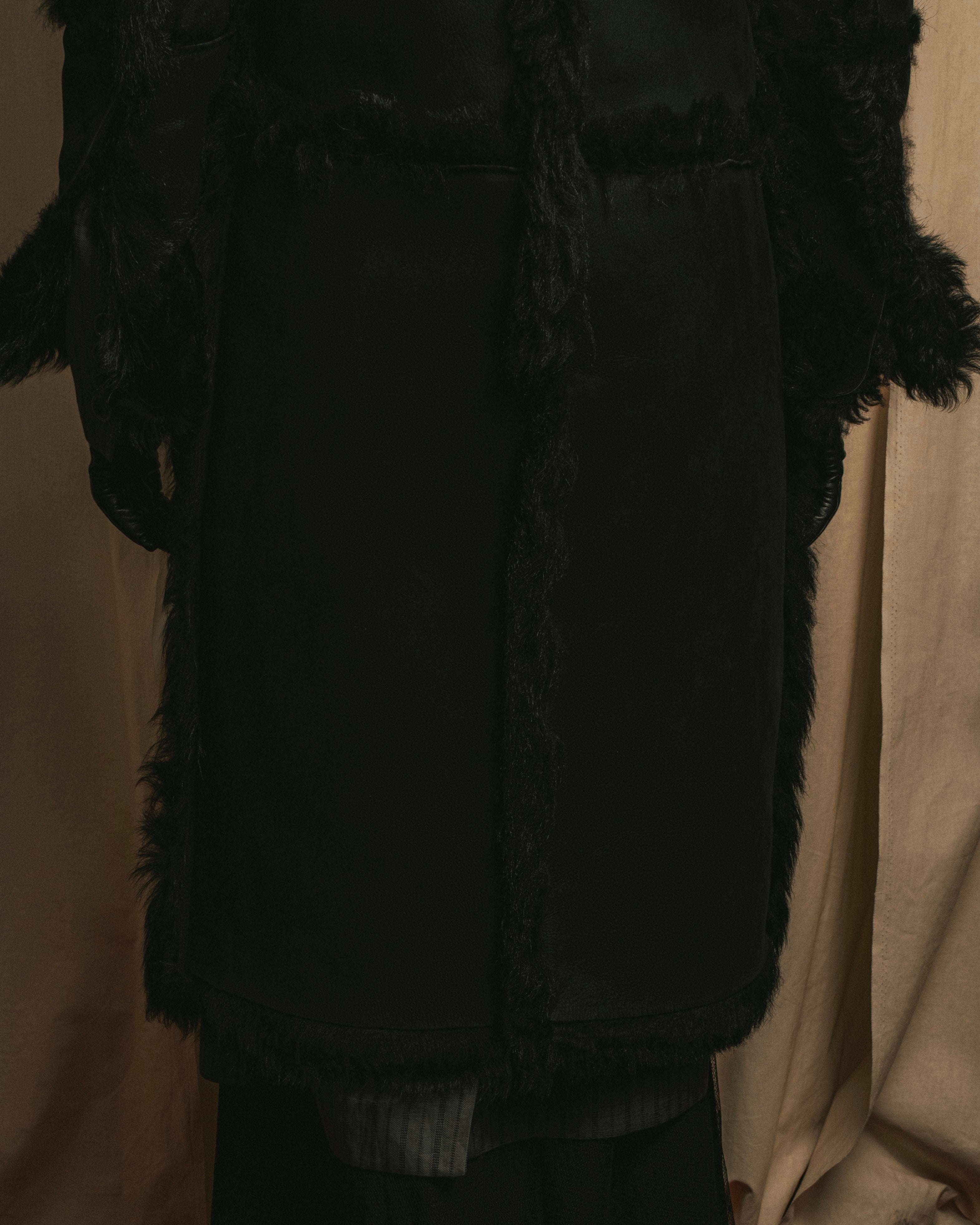 -SPECIAL- "GUCCI" 90's-00's Leather combination fur long coat
