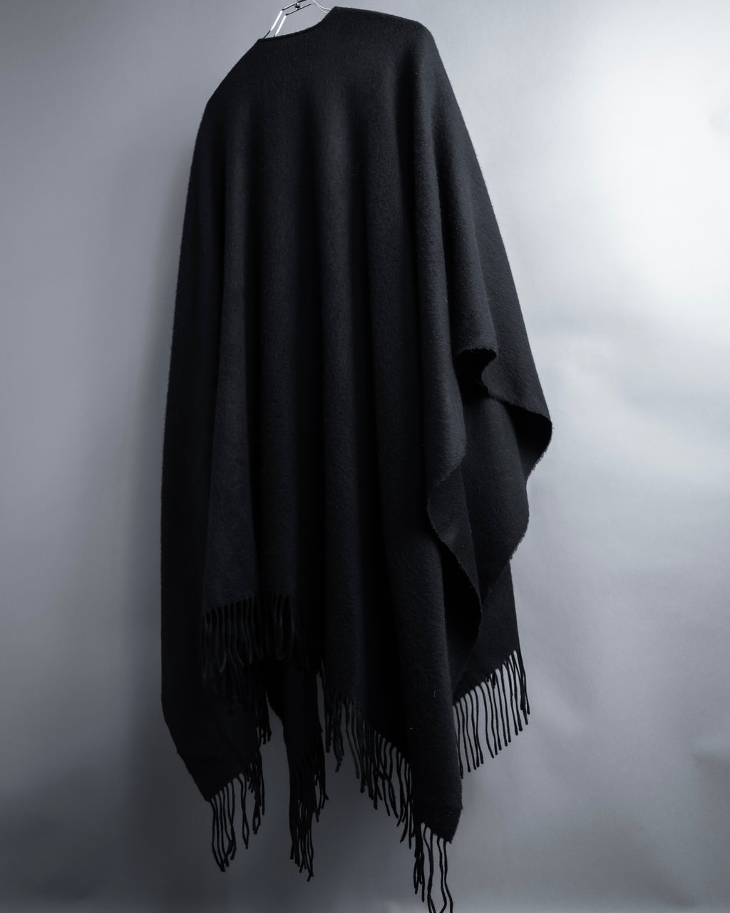 "BALENCIAGA" Fringe design open front cape