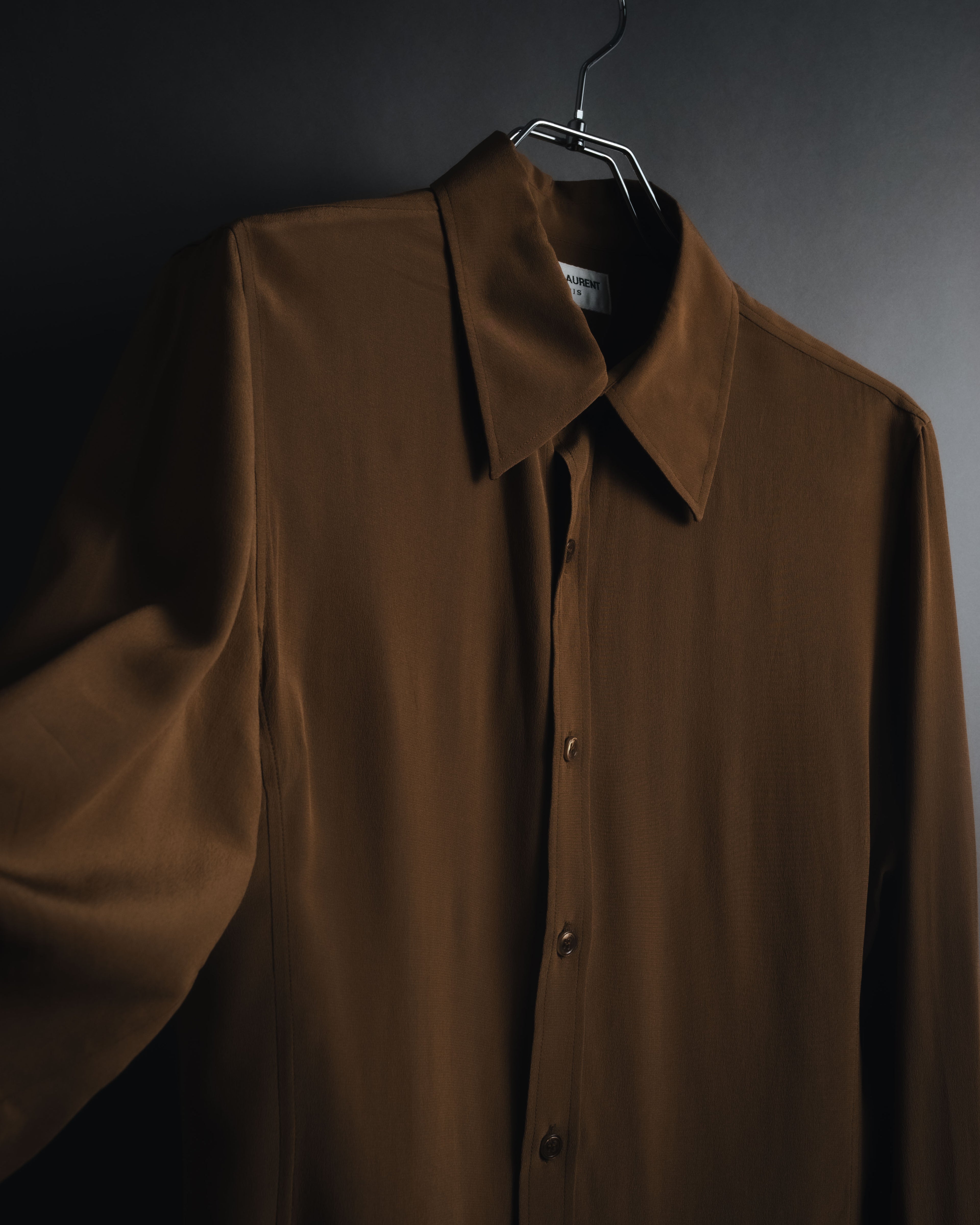 "SAINT LAURENT" 2021AW silk crepe de chine french-cuff shirt