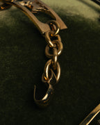 "CELINE" 70's-80's Sulky motif gold metal chain belt