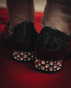 -SPECIAL- “Miu Miu” 2010’s Crystal embellished heel patent leather brogue shoes