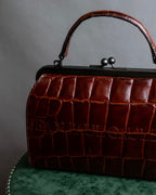 "JEAN PAUL GAULTIER" Logo engraved crocodile embossed 2way leather bag