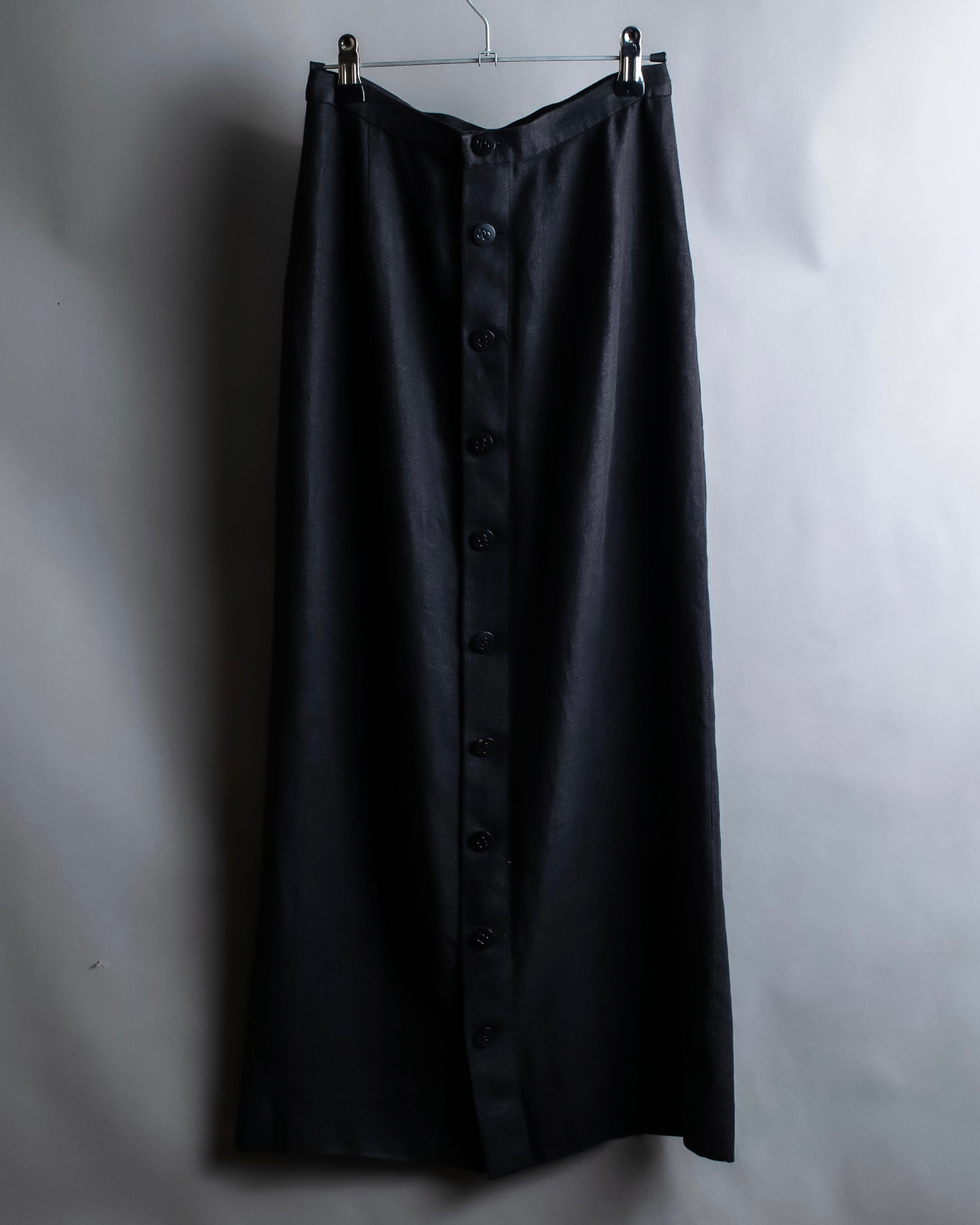 "CHANEL" Back button design flared maxi skirt