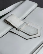 "YVES SAINT LAURENT" Large tab detail white leather shoulder bag