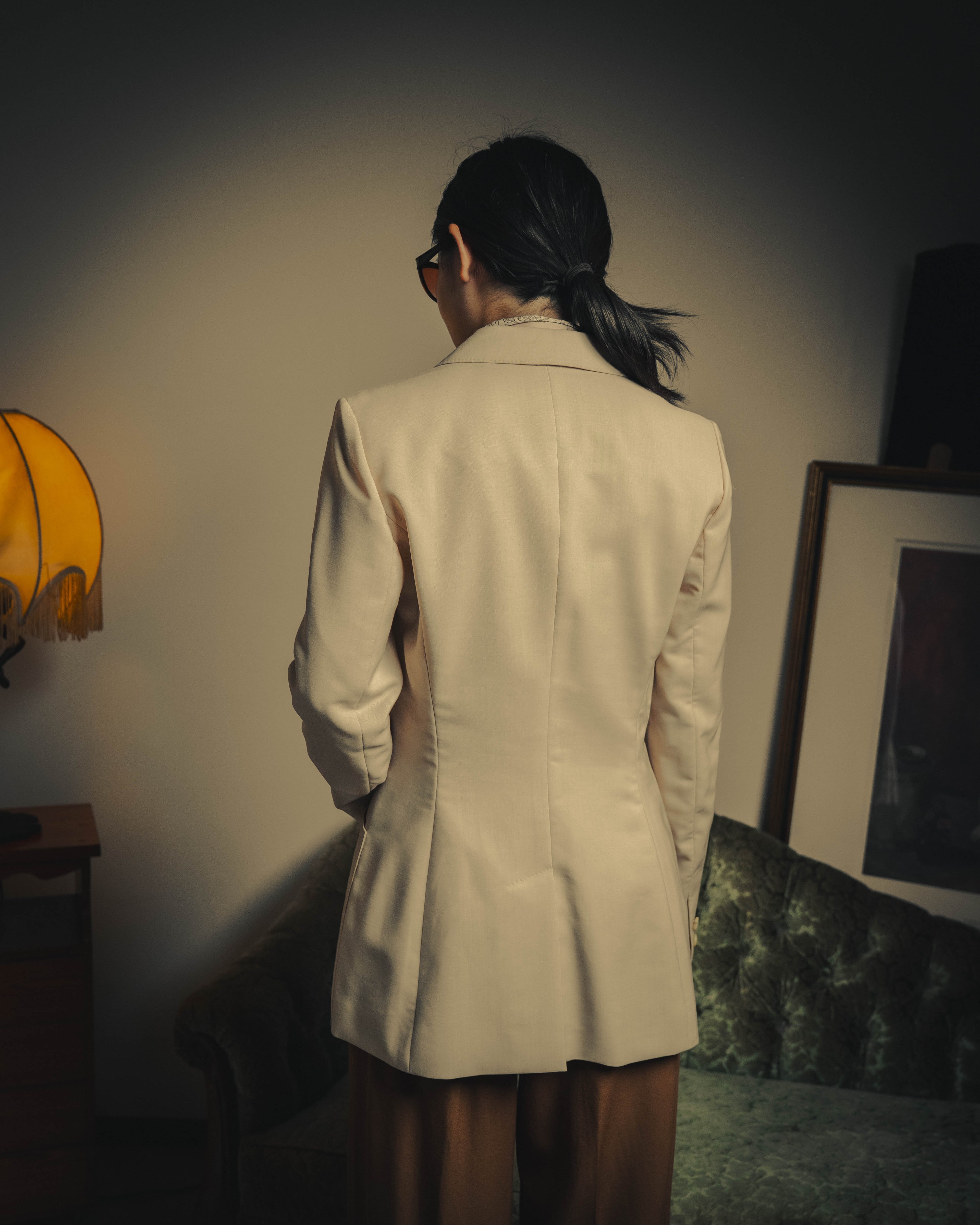 –SPECIAL– "Hermès" 90's-00's Lustrous mohair single-breasted blazer