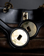 "BALENCIAGA" Gold turn lock design leather combination bag