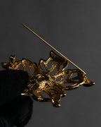 "Christian Dior" Floral motif gold brooch