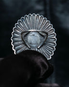 “Enasoluna” Flower motif marble stone silver ring