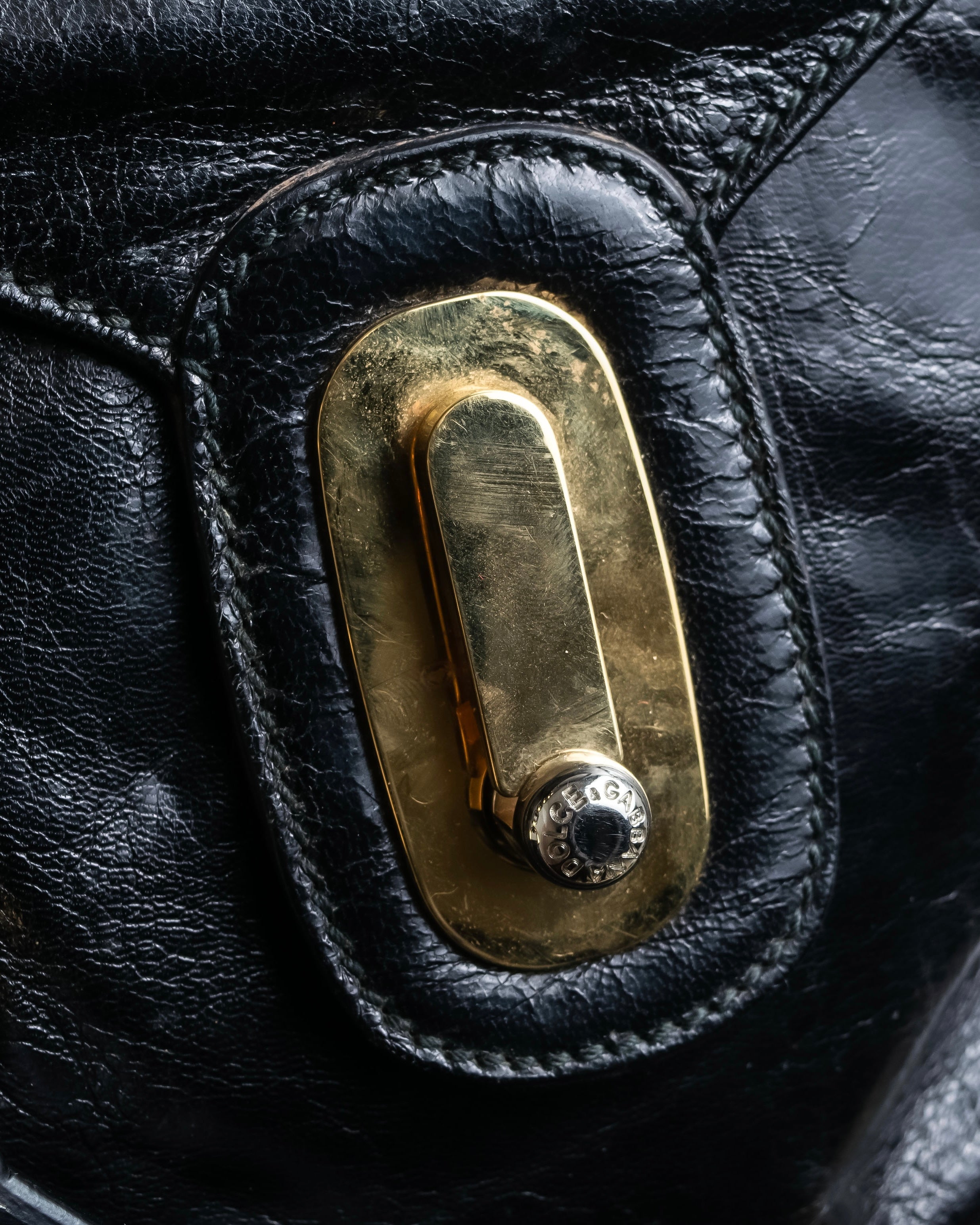 "DOLCE &amp; GABBANA" Gold chain two-way leather bag