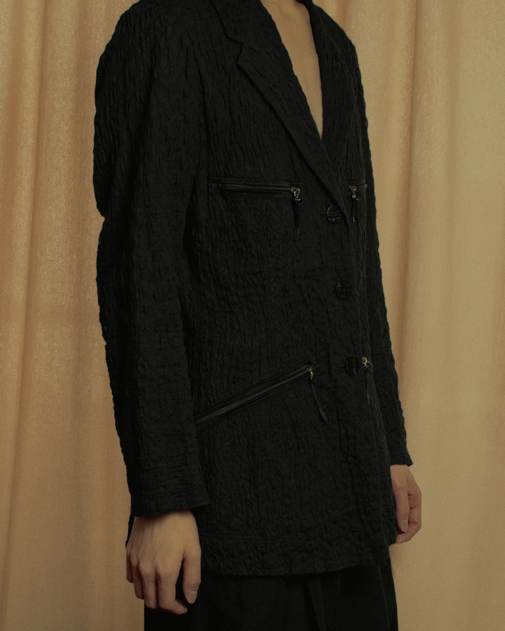 "ISSEY MIYAKE" 98SS Cotton shrunken tailored jacket