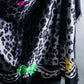 "Christian Dior" Leopard print ribbon studded large scarf