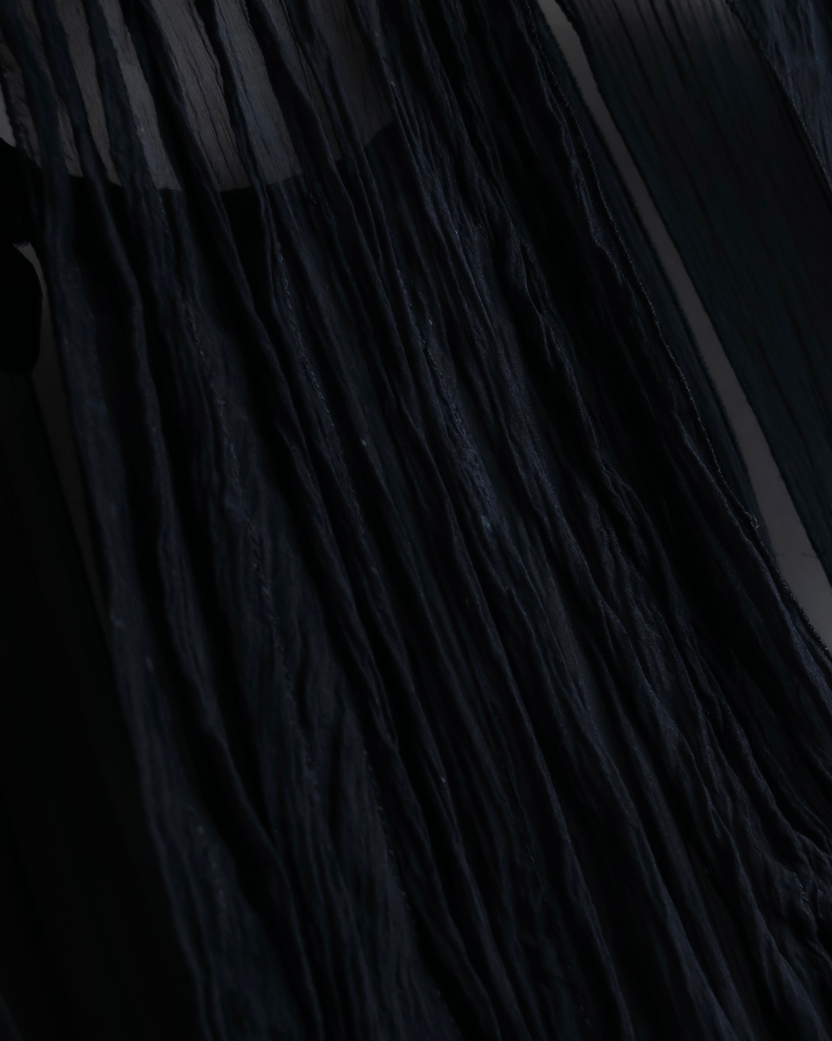 "PRADA" Gathered ribbon design puff sleeve dress