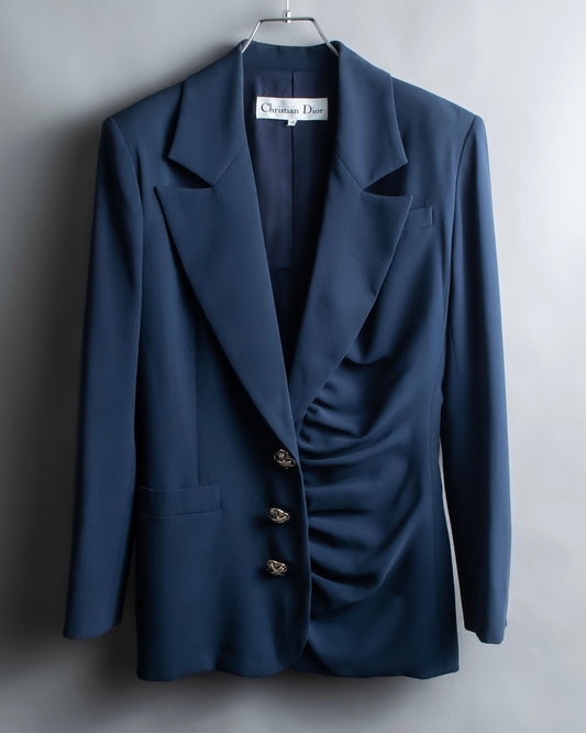 "Christian Dior" Asymmetrical gathered design tailored jacket