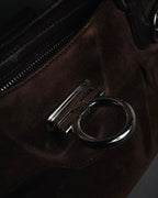 "Salvatore Ferragamo" 00’s suede gancini gathered bowling bag