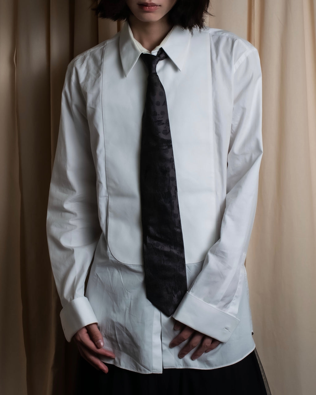 "GIVENCHY" Bosom panel design white shirt