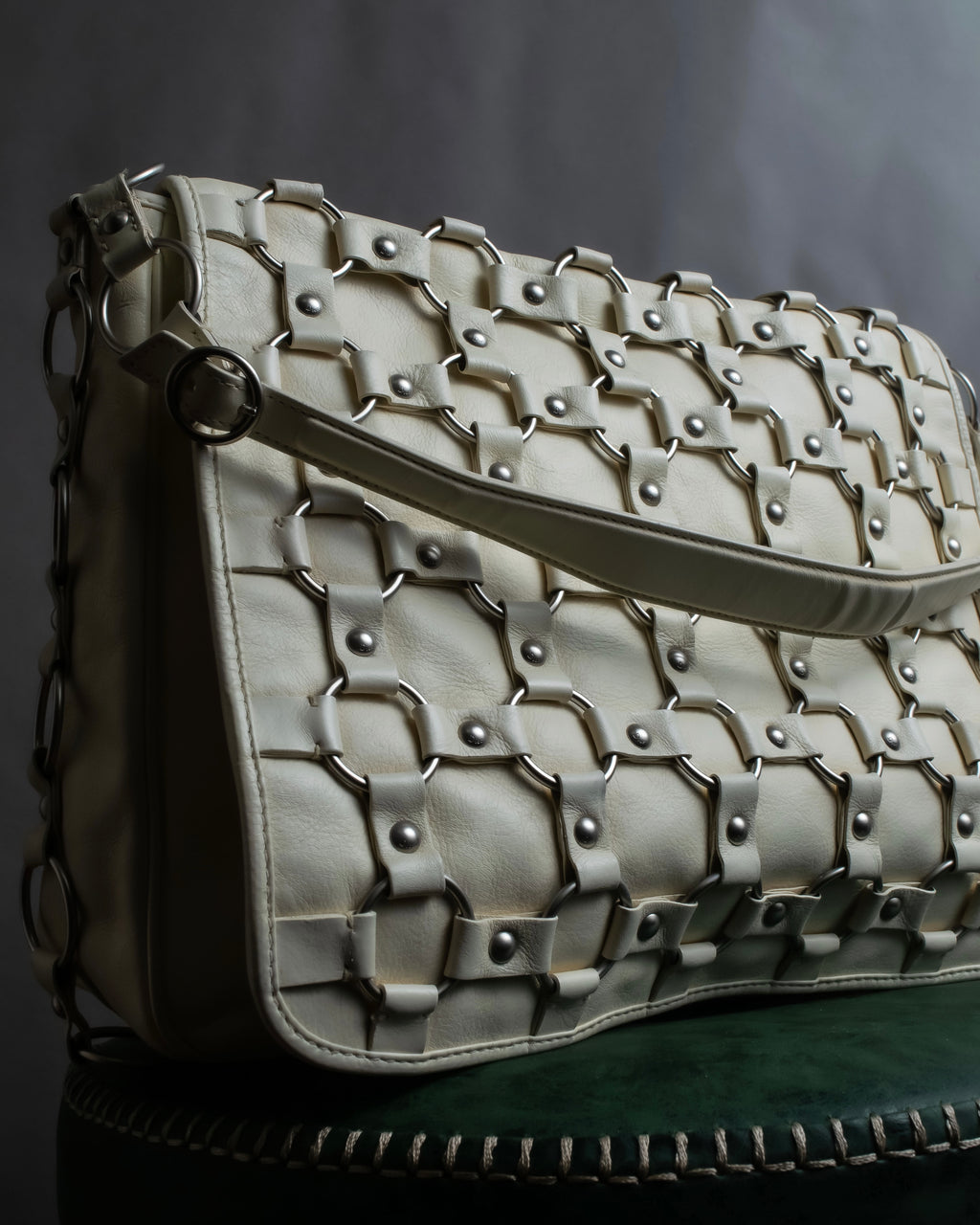 "Christian Dior" Metal ring leather combination design bag