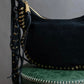 "MICHEAL KORS" Crescent fringe leather braided design shoulder bag