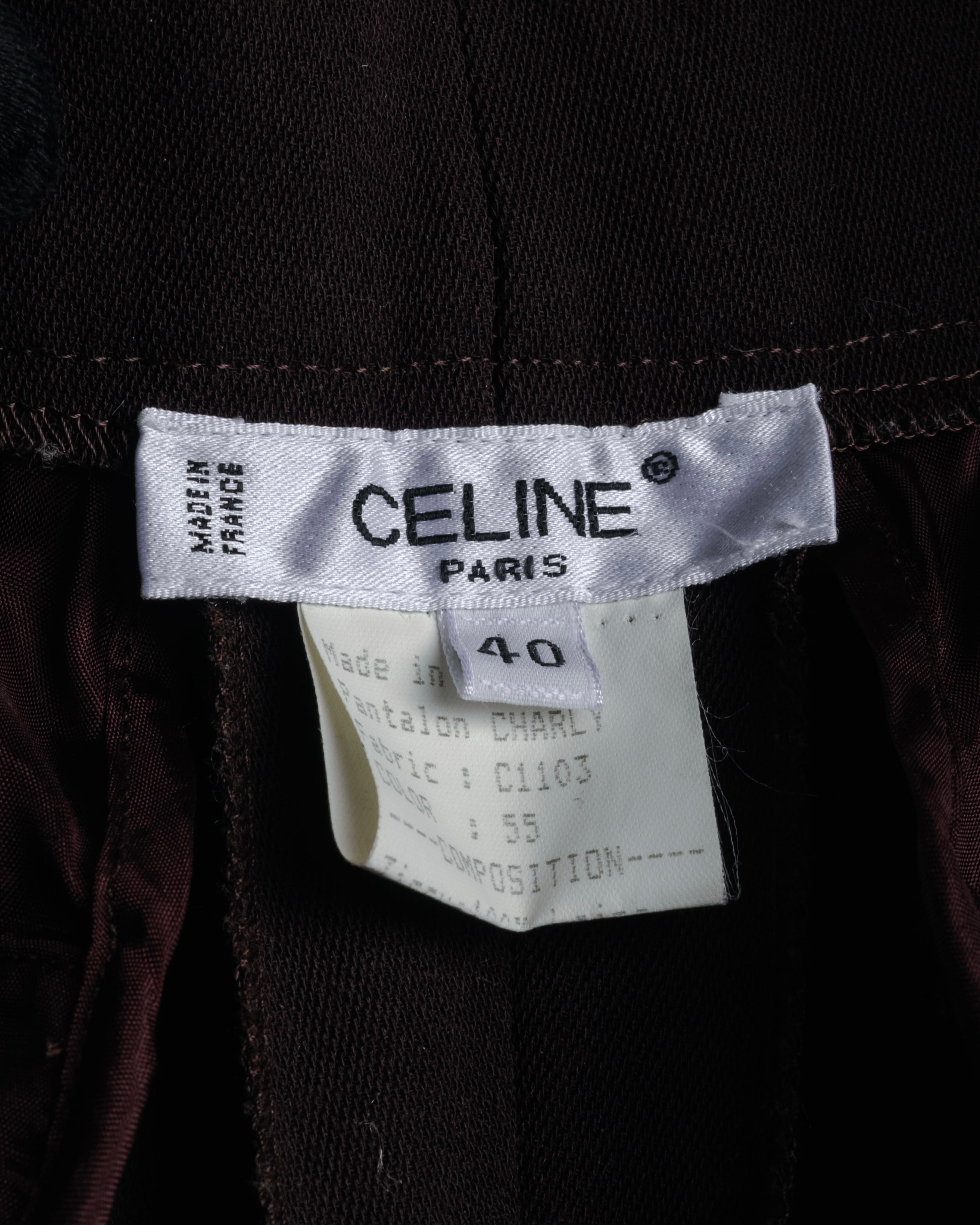 CELINE (セリーヌ) - ワイドテーパード ウールパンツ - ダークブラウン