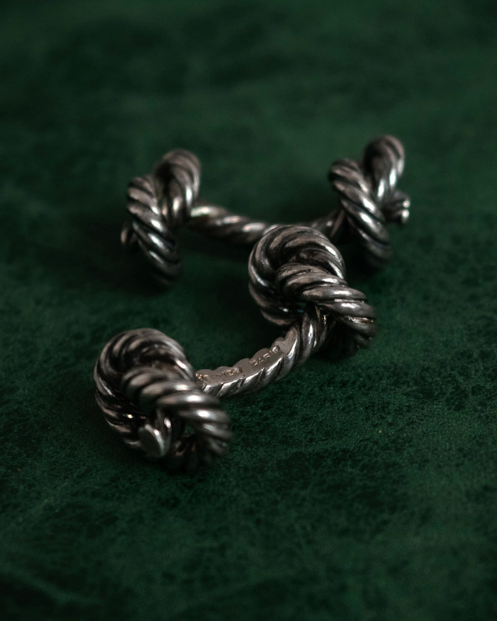 “HERMES” 1970–80s Double knot silver cufflinks